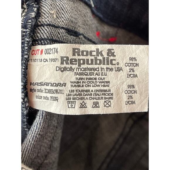 Y2K Rock & Republic Kasandra Dark Blue Denim Bootcut Low Rise Jeans Women's 24 - Picture 4 of 4
